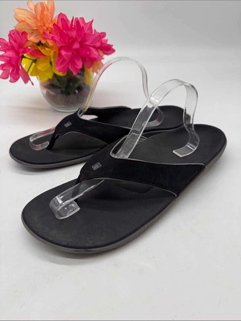Spenco Black Women's Comfort Toe-Post Sandals Size 12